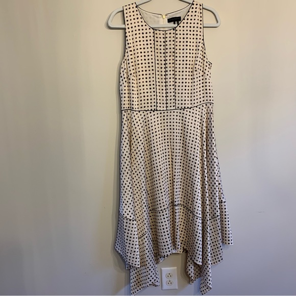 Donna Karan New York | Water Garden Polka Dot Tent Midi Dress Cream Black Blush - Picture 2 of 7